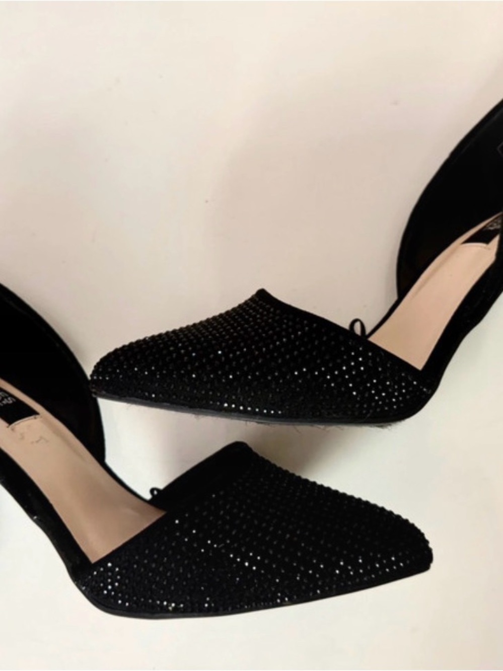 Jones New York Black Pointed Toe D'Orsay Heels with Sparkle